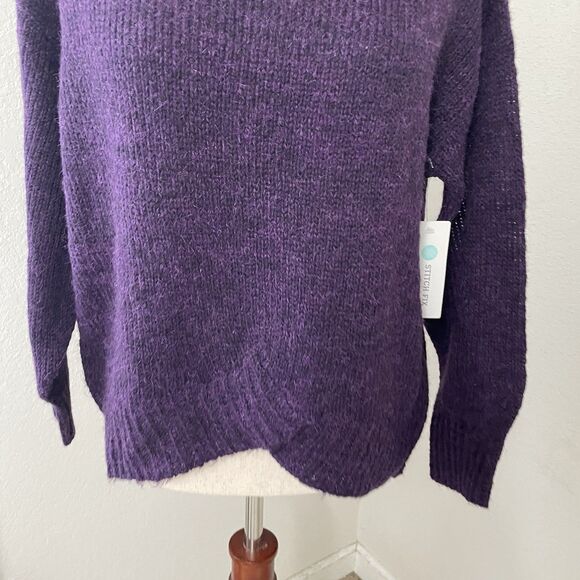 Stitchfix RD Style Womens Small Plum Purple Sweater Tulip Hem Crew Neck NWOT - Picture 2 of 7